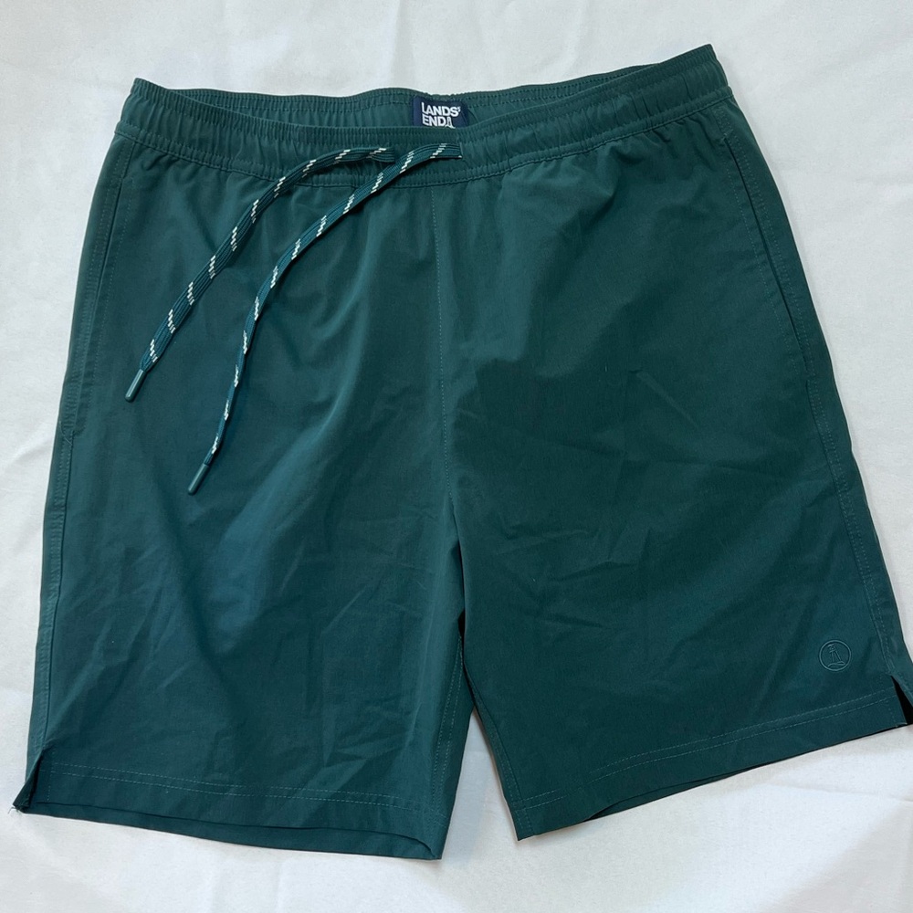Lands' End Teal Elastic Waist Swim Shorts